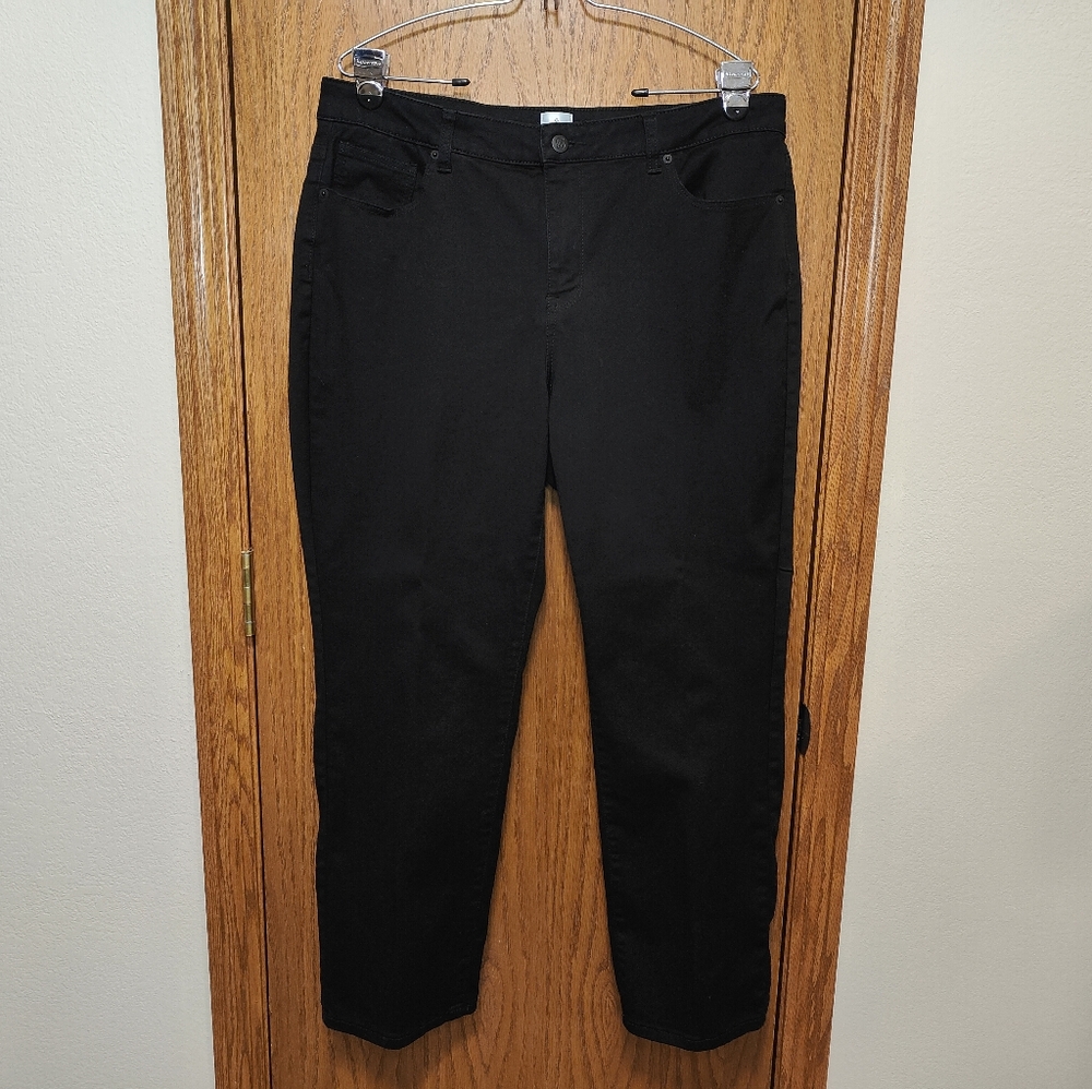 Women's Dress Barn Straight Leg Black Jeans, Size 14 Short (#2)